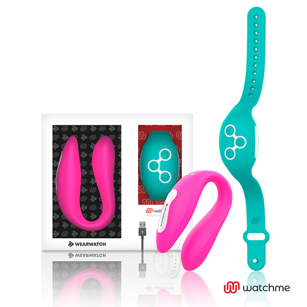 WEARWATCH - Dual Parvibrator med WatchMe-fjernkontroll Fuchsia/Sjøvann