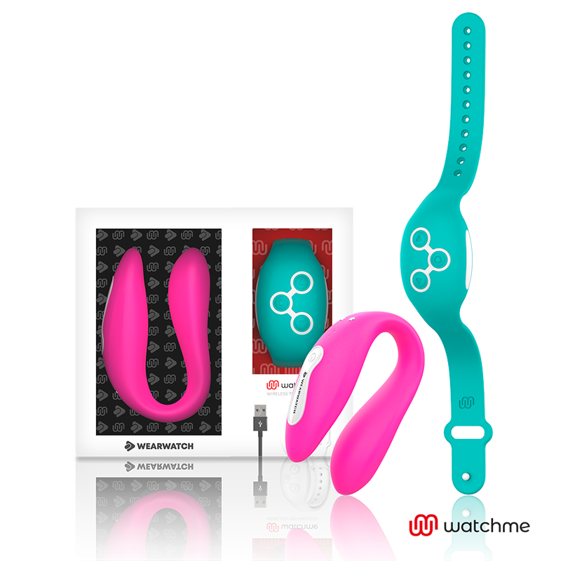 WEARWATCH - Dual Parvibrator med WatchMe-fjernkontroll Fuchsia/Sjøvann