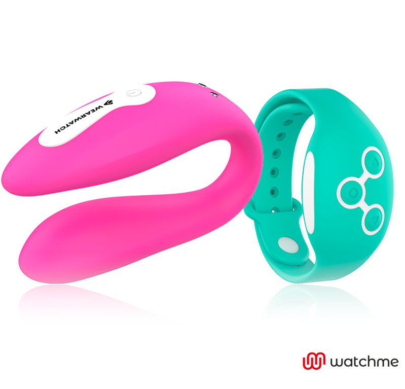 WEARWATCH - Dual Parvibrator med WatchMe-fjernkontroll Fuchsia/Sjøvann