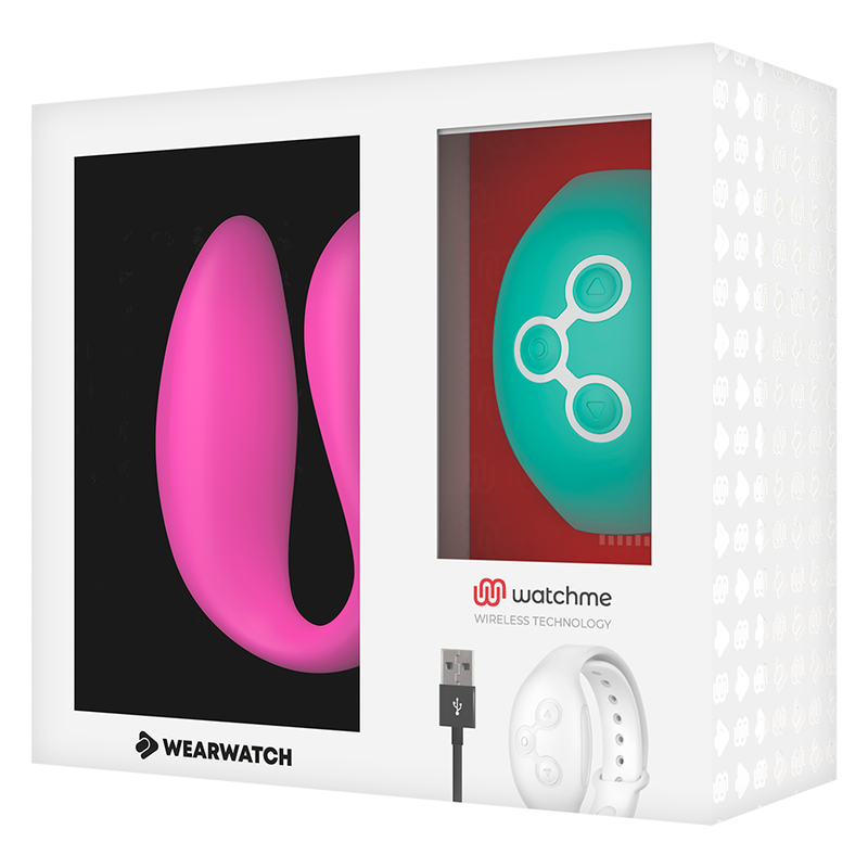 WEARWATCH - Dual Parvibrator med WatchMe-fjernkontroll Fuchsia/Sjøvann