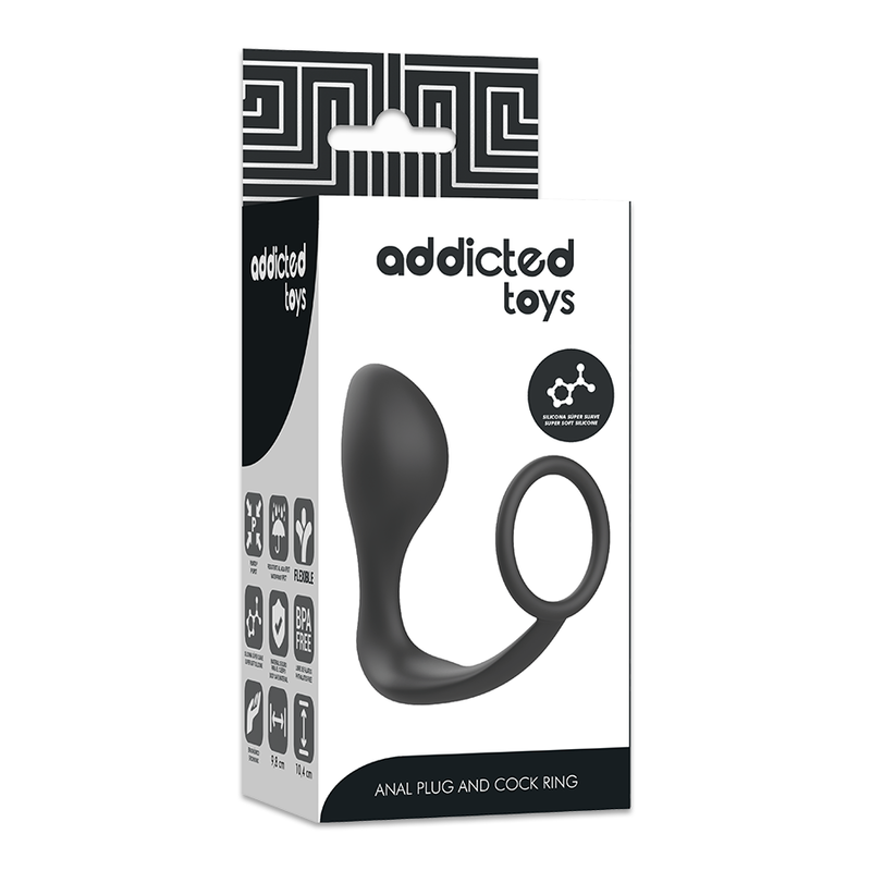 ADDICTED TOYS - Analplugg med penisring Sort