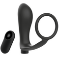 ADDICTED TOYS - Analplugg med Penisring og Fjernkontroll Sort Oppladbar